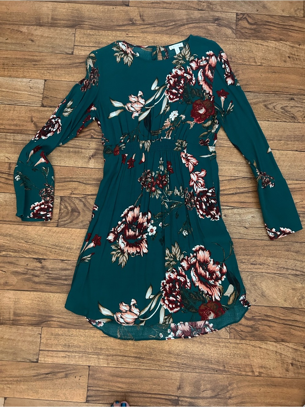 Leith Green Floral Long Sleeve Dress Size S